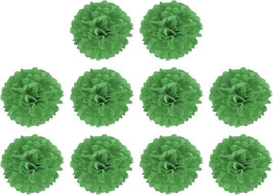 M METERXITY 10 Pack Tissue Pom Poms Flowers - Wedding Decoration, Durable & Beautiful, Apply to Birthday/Party/Wedding (6 Inches, Green)