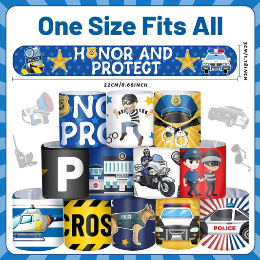 48PCS Police Party Favors Police Slap Bracelets Police Bracelets Wristbands for Police Themed Birthday Party Supplies Gifts Decorations Kids Classroom Rewards Prizes Carnival Christmas