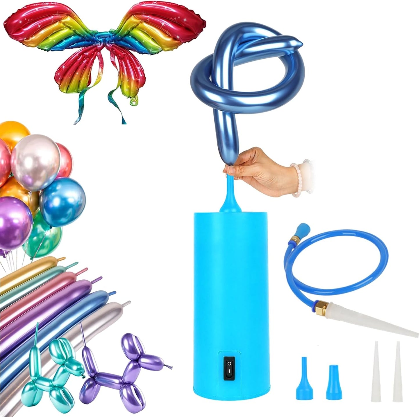 260 Balloon Pump Electric-Portable Air Pump for Twisting & Foil Balloons,Electric Ballon Blower Inflator for All Balloons, w/Extension Tube
