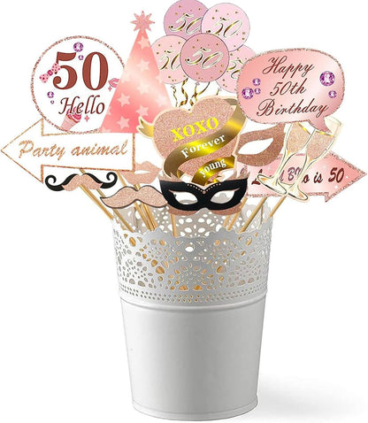 50th Birthday Inflatable Selfie Photo Frame with Photo Booth Props Set, 50 Birthday Party Selfie Props and Frame(21x27 Inches) for Pictures and Decorations Women’s 50th Birthday Party Supplies