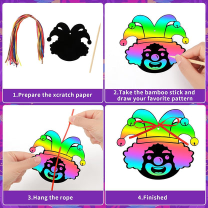 JULMELON 36 PCS Ocean Crafts, Rainbow Scratch Art Under The Sea Party Favors DIY Magic Color Summer Ocean Animals Scratch Cards for Summer Party Favors School Activities