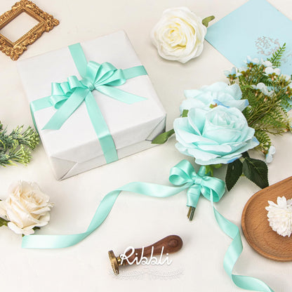 Ribbli Double Faced White Satin Ribbon,3/8” x Continuous 25 Yards,Fabric Ribbon use for Bows Bouquet,Gift Wrapping,Floral Arrangement
