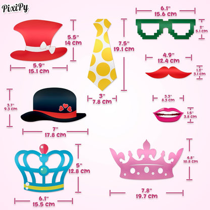 Premium Birthday Photo Booth Props Kit, 16 Black & Gold (No Glitter), Durable & Easy-to-Use Photobooth Props Signs for Memorable Photos & Unforgettable Celebrations by PixiPy