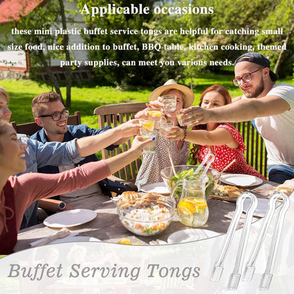 Clear Kitchen Tongs, 6 Pcs Buffet Plastic Disposable Tongs for Serving Food, Ice, Salad, Barbecue, Cookies (6.3"/16cm*0.82"/2.1cm, Weighs 0.05Ib/0.02Kg)