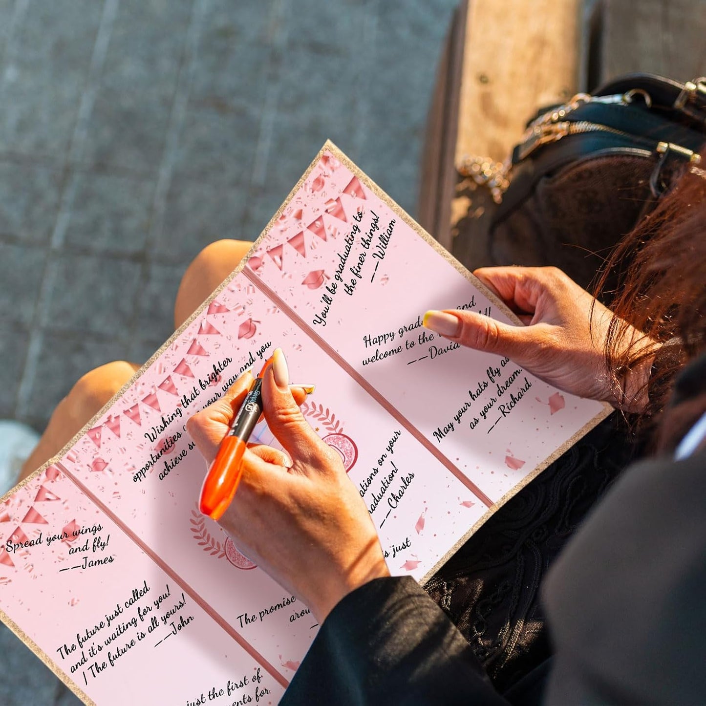 Engrowtic 2026 Graduation Guestbook Alternative Gold and Pink Guest Book Class of 2026 Congrats Graduation Party Decorations Grad Party Signature Board Card for College High School Graduate Gifts
