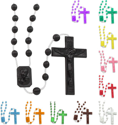 RosaryMart Catholic Rosary Beads for Prayer – Glow in the dark Plastic Rosary Necklace with Crucifix, Durable Nylon Cord, Made in Italy, Devotional Prayer Beads for Women and Men – Pack of 25
