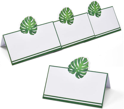 Gift Boutique 100 Pack Palm Leaf Place Cards Floral Green Leaves Seating Name Card Wedding Party Table Setting Tropical Folded Greenery Tent Cards