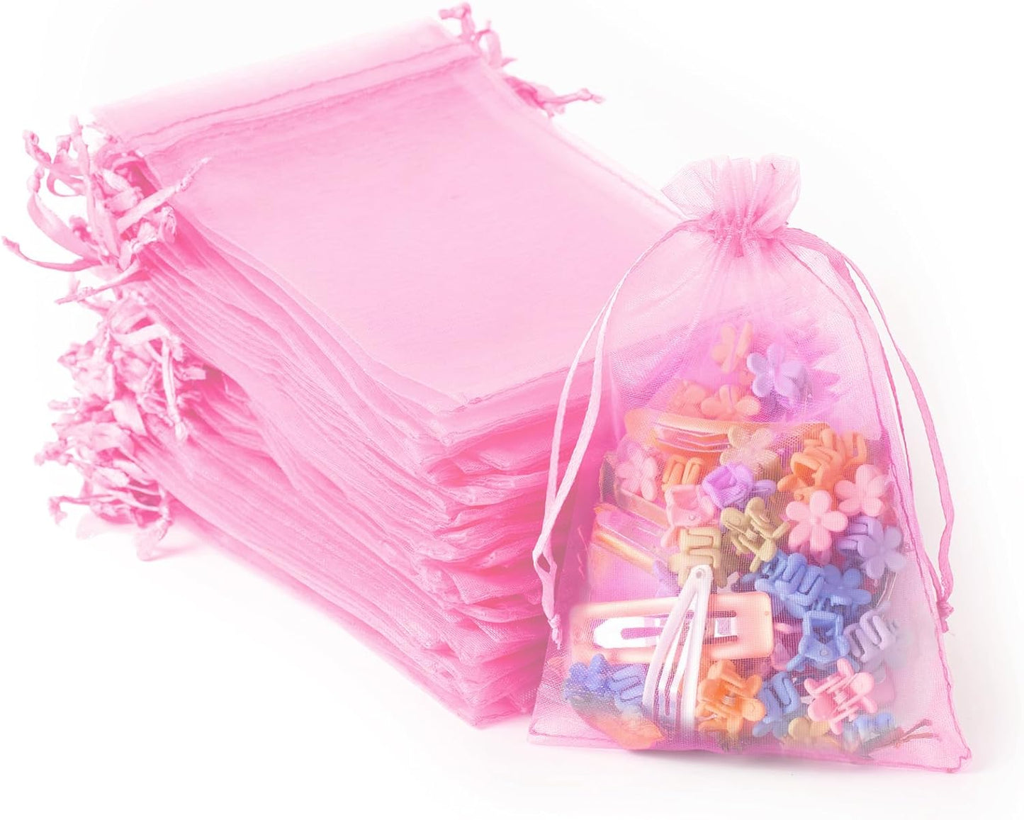 100PCS White Organza Bags, 4x6 Inch Small Mesh Bags Drawstring, Jewelry Gift Bags for Easter, Party, Festival, Bathroom Soaps, Makeup