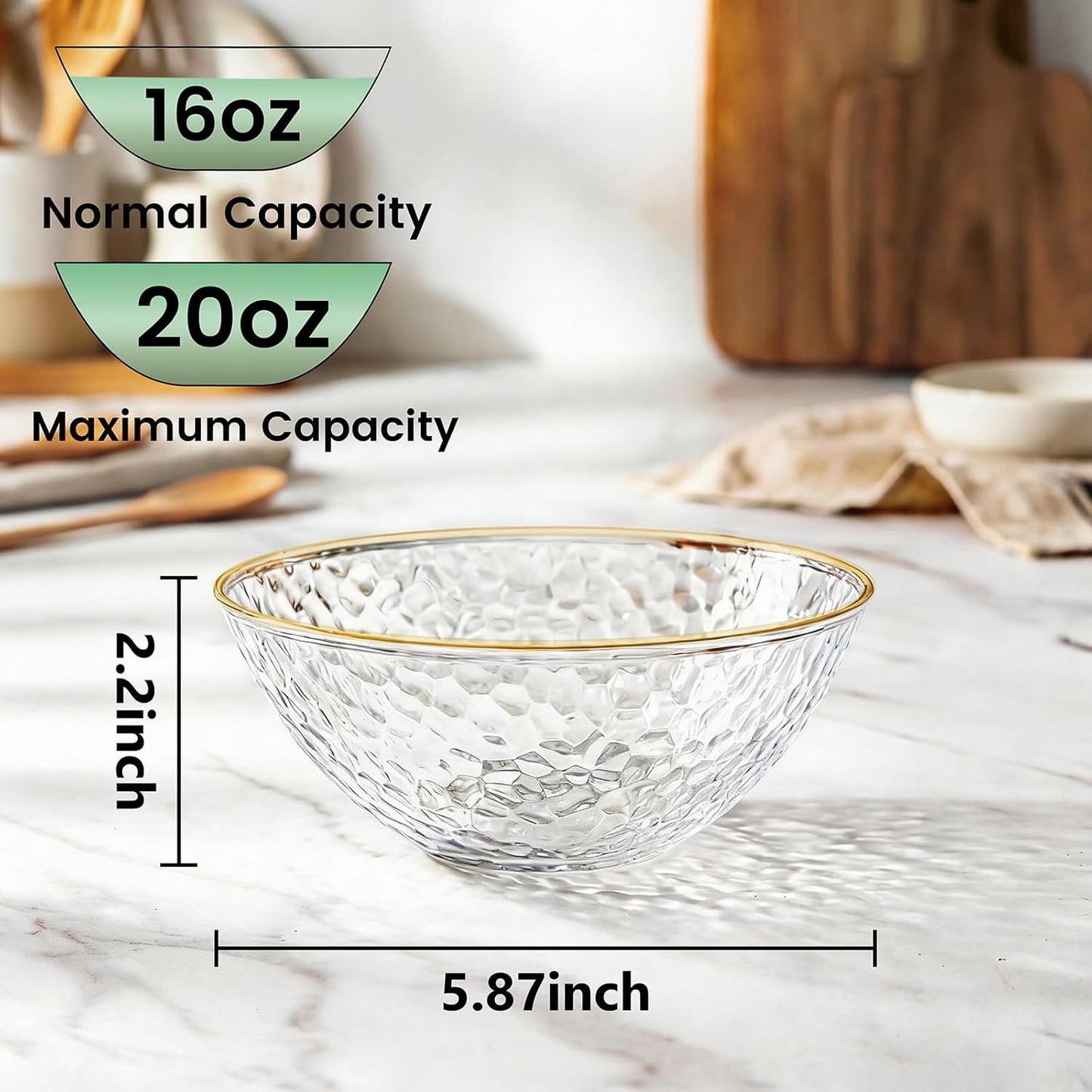 Tinybee 30 Pack Pink Plastic Bowls - Pink Disposable Bowls for Party with Gold Rim, 16-20oz Premium Hammered Bowls Disposable Heavy Duty, Plastic Salad Bowls for Milk Cereals, Snacks, Salads