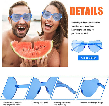 AEAHALY Heart Sunglasses for Women and Men Rimless Heart Shaped Sunglasses Bachelorette Bride Party Accessories