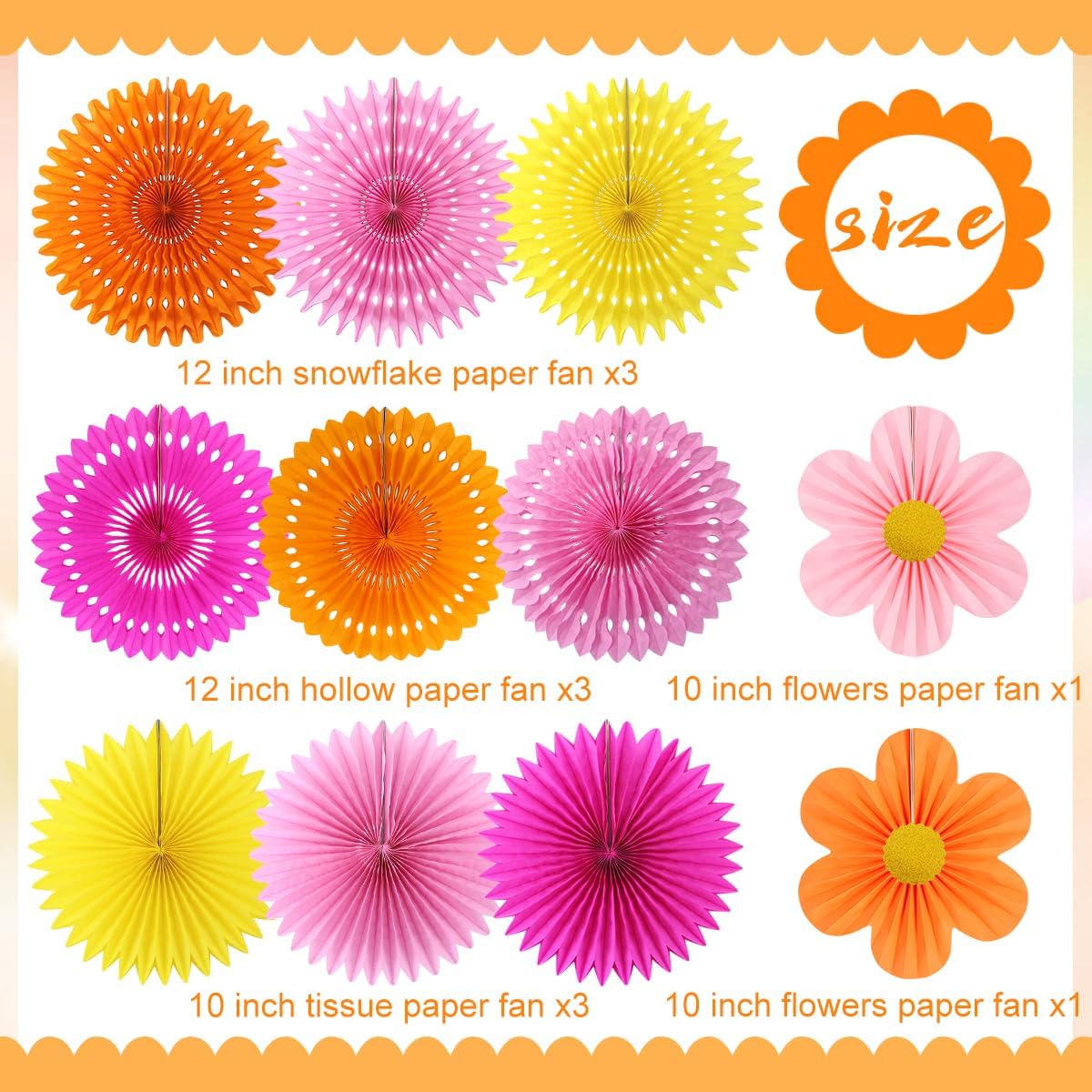 Party Hanging Paper Fans Decoration Set for Wedding Birthday Party Mother's Day Round Events Accessories Set of 8