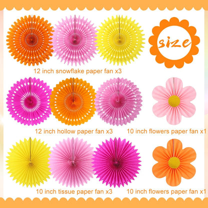 Party Hanging Paper Fans Decoration Set for Wedding Birthday Party Mother's Day Round Events Accessories Set of 8