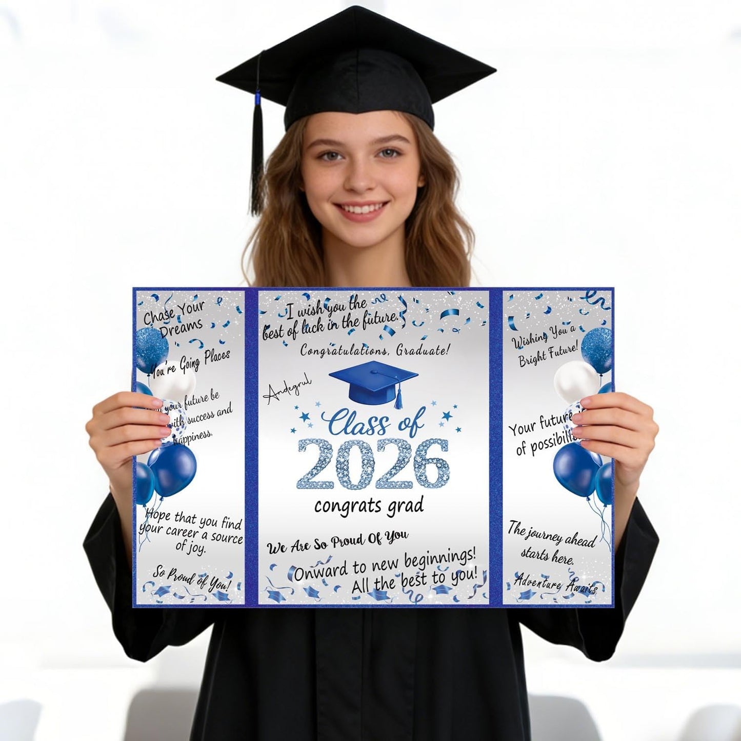 QIYANPAX Graduation Guest Book 2026, Blue and Gold Graduation Decorations Class of 2026, Graduation Signature Book, Congrats Grad Guest Book Alternative, Unique Graduation Gifts