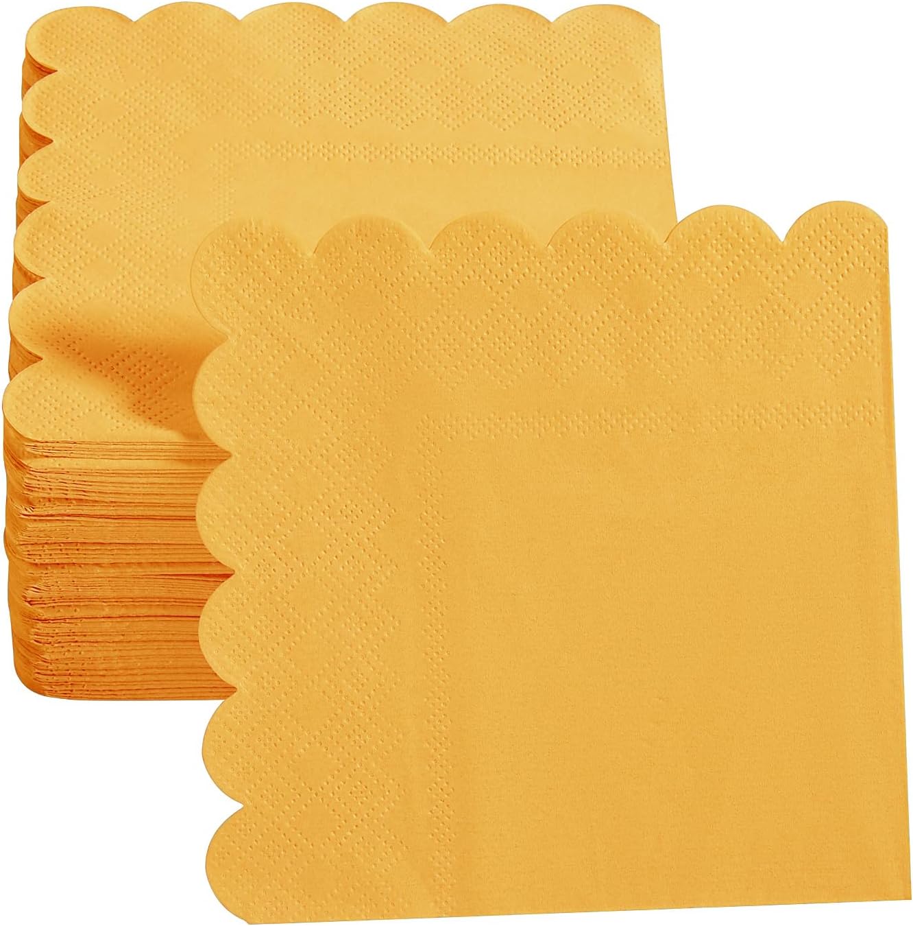 100 Pack Cocktail Napkin 2-Ply Scalloped Edged Dessert Napkins Folded 5 x 5 Inches Disposable Napkins for Dinner Wedding Birthday Party Bridal Anniversary Reception Event (Pink)