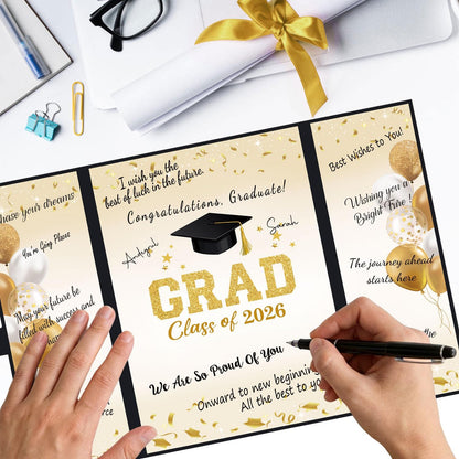 QIYANPAX Graduation Guest Book 2026, Blue and Gold Graduation Decorations Class of 2026, Graduation Signature Book, Congrats Grad Guest Book Alternative, Unique Graduation Gifts