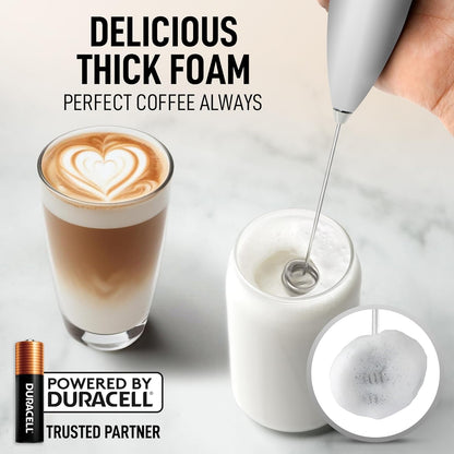 Zulay Kitchen Powerful Milk Frother Wand With Duracell Batteries - Ultra Fast Handheld Drink Mixer - Electric Whisk Foam Maker for Coffee, Lattes, Cappuccino & Matcha - Z1 Motor - Black - Colors A