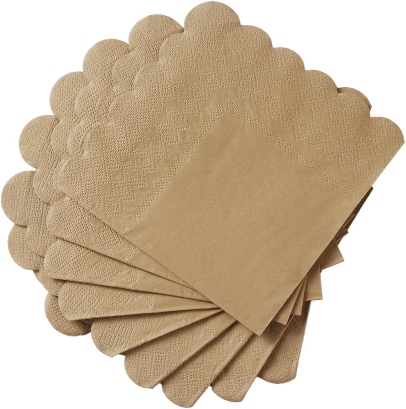 100 Pack Cocktail Napkin 2-Ply Scalloped Edged Dessert Napkins Folded 5 x 5 Inches Disposable Napkins for Dinner Wedding Birthday Party Bridal Anniversary Reception Event (Pink)