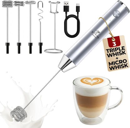 Zulay Kitchen Powerful Milk Frother Wand With Duracell Batteries - Ultra Fast Handheld Drink Mixer - Electric Whisk Foam Maker for Coffee, Lattes, Cappuccino & Matcha - Z1 Motor - Black - Colors D