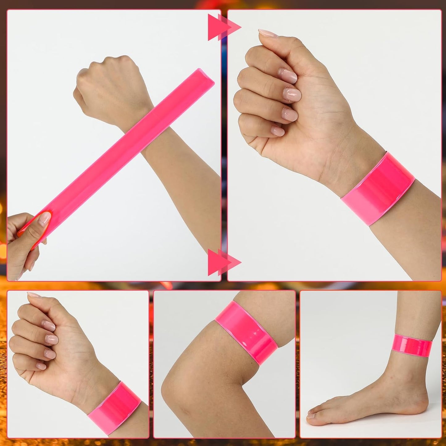 20 Pcs Reflector Snap Bands Fluorescent Slap Armbands High Visibility Slap Reflector Strips Safety Bands for Children Adults Boys and Girls When Cycling Running Hiking Jogging