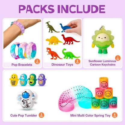 Party Favors for Kids 4-8,8-12,179 Pcs Goodie Bags Stuffers for Kids,Pinata Stuffers,Treasure Box Toys for Classroom,Pop It Fidget Toys,Fidget Toys Bulk,Carnival Prizes,Treasure Chest Prizes