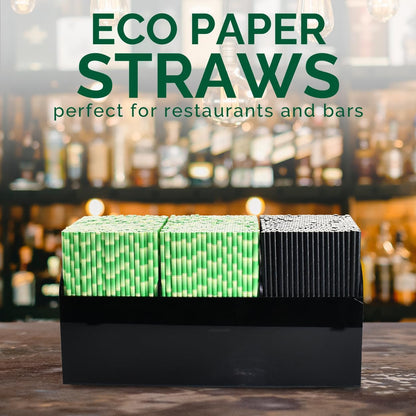 Black Paper Straws 1000 Count - 7.75" x 0.24", 100% Biodegradable & Compostable, Disposable Drinking Straws Bulk - Cocktail, Bars, Restaurants