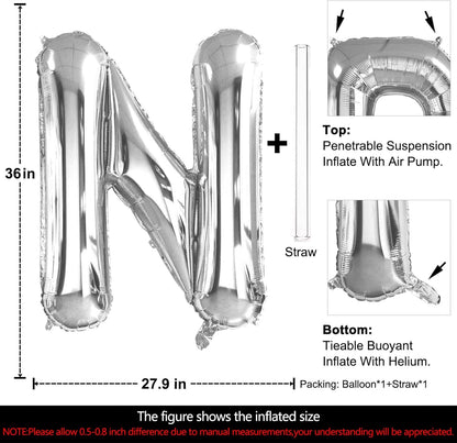 Lovoir 40 Inch Large Silver Letter M Balloons Big Size Jumbo Mylar Foil Helium Balloon for Birthday Party Celebration Decorations Alphabet Silver M