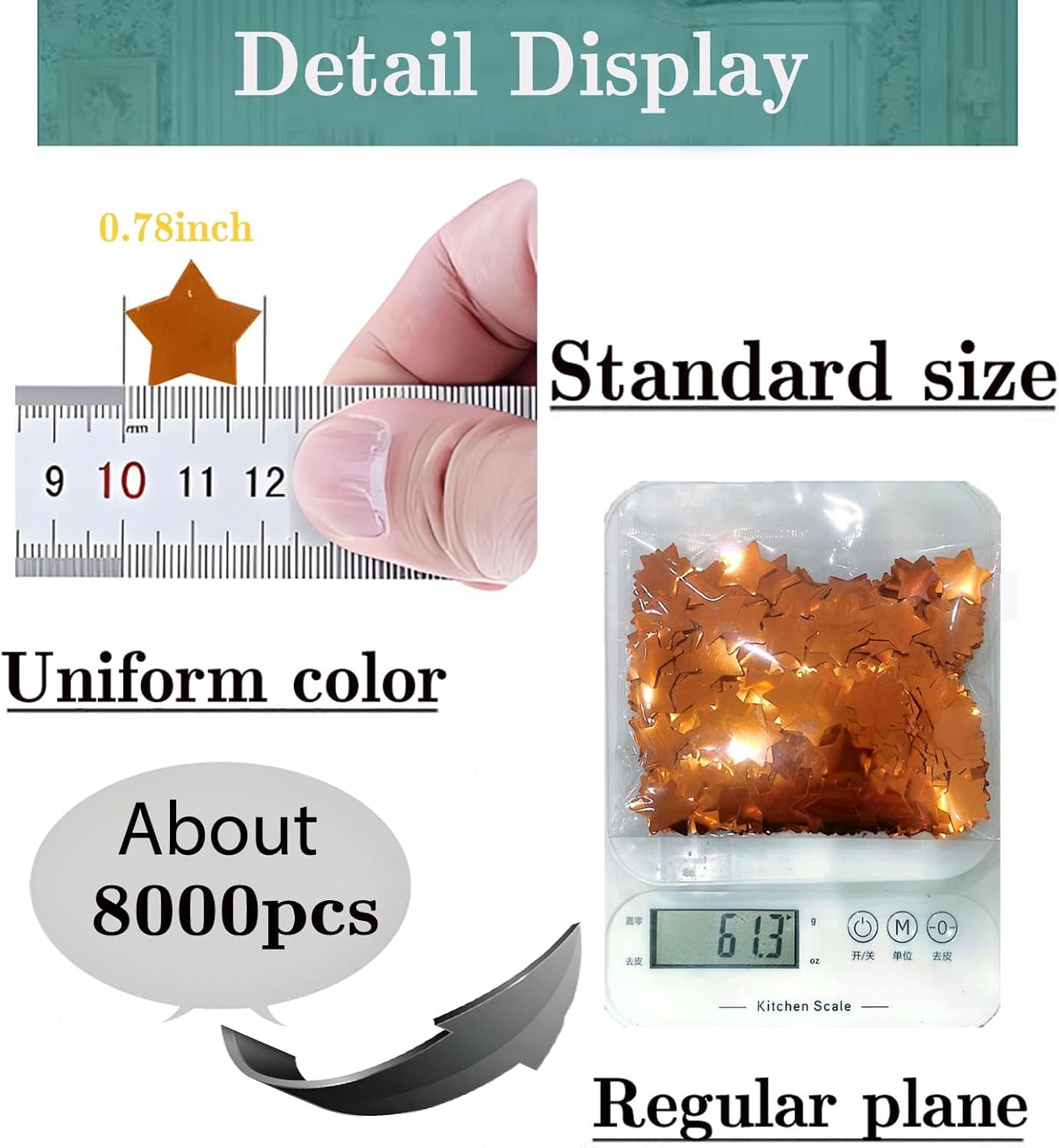 Rainbow Star Metallic Foil Confetti 8000 Pcs Shiny Star Table Confetti for Fill Balloon Wedding Graduation Party Decorations,60g of pack