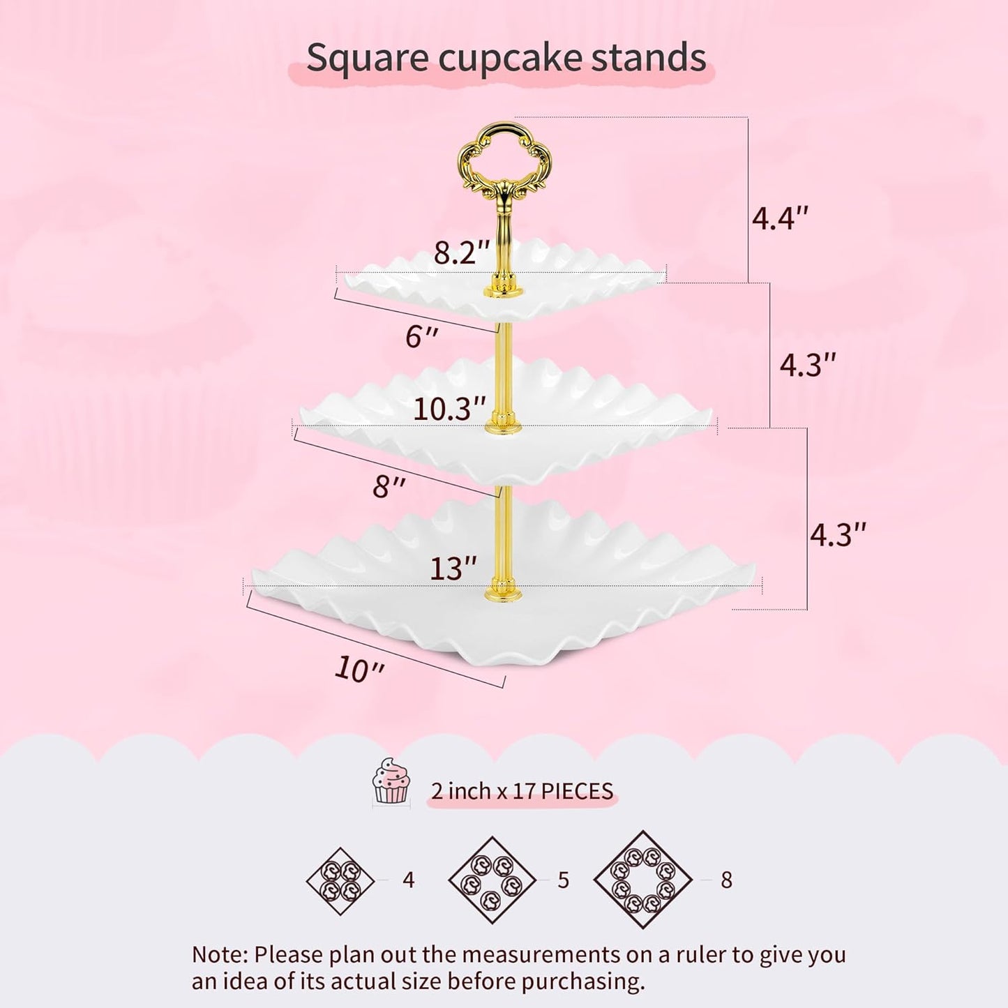 NWK 5 Piece Cake Stand Set with 2 x Large 3-Tier Cupcake Stands, 3 x Appetizer Trays, for Wedding Birthday Baby Shower Tea Party Decorations (White)