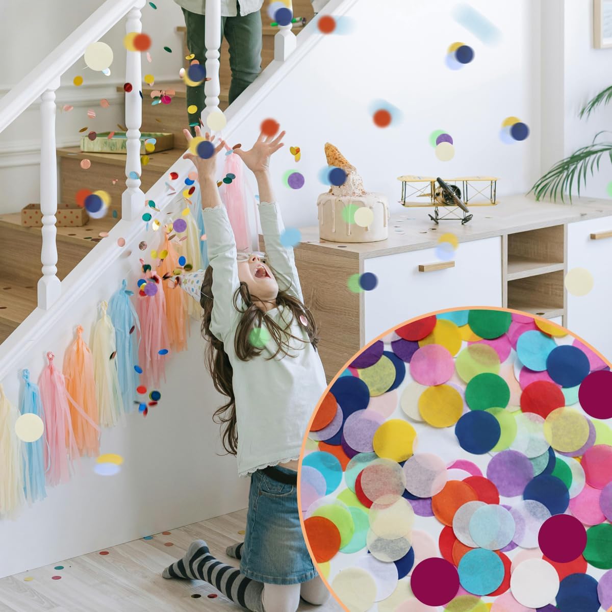 10000 Pieces 1 Inch Round Tissue Paper Confetti, 3.5 oz Multicolor Round Tissue Confetti, for Weddings, Anniversaries, Arts Craft DIY Scrapbooking