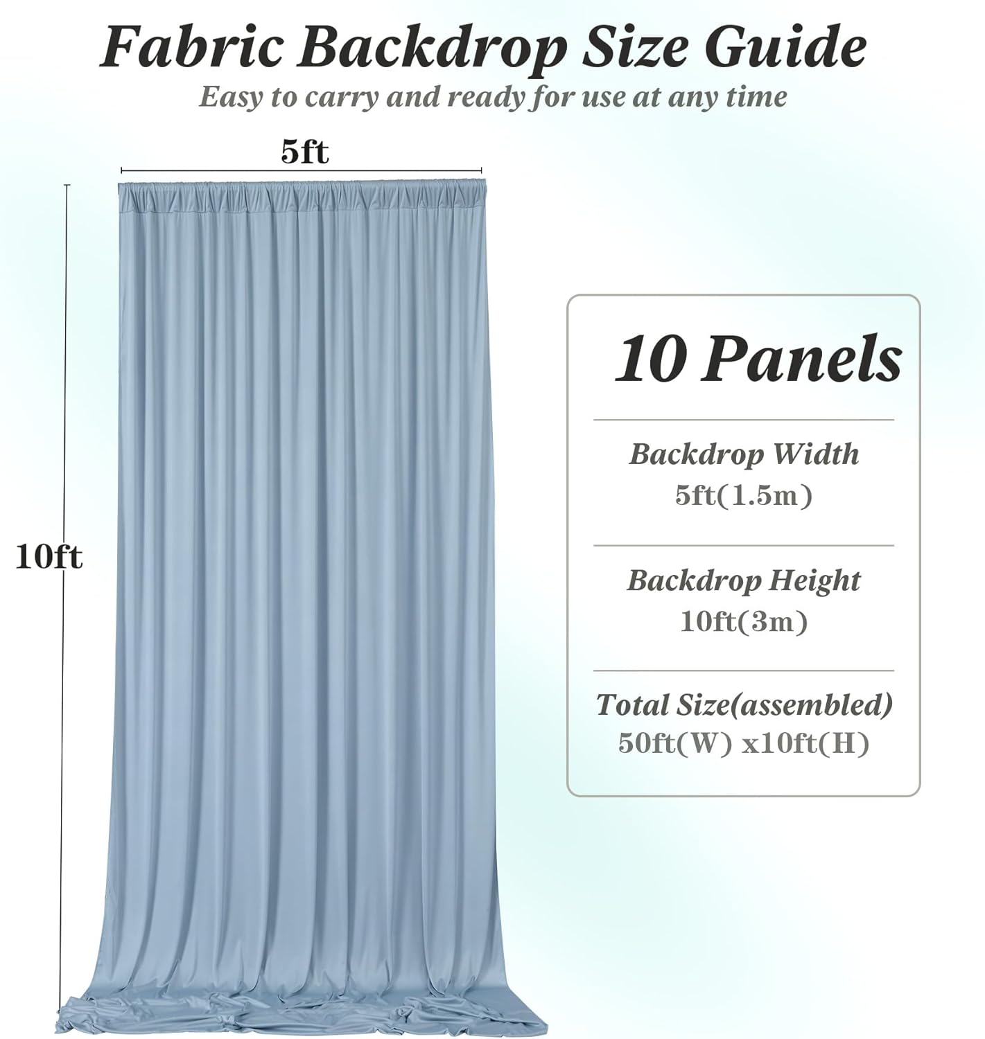 10 ft x 10 ft Wrinkle Free White Backdrop Curtains for Wedding Parties, Polyester Photography Backdrop Drapes for Birthday Parties Stage Backdrop Stand, 2 Panels 5x10FT Background Curtains