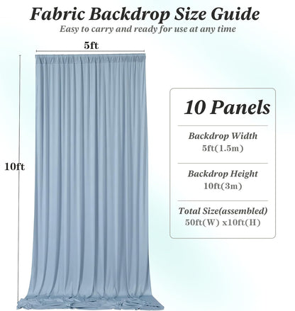 10 ft x 10 ft Wrinkle Free White Backdrop Curtains for Wedding Parties, Polyester Photography Backdrop Drapes for Birthday Parties Stage Backdrop Stand, 2 Panels 5x10FT Background Curtains