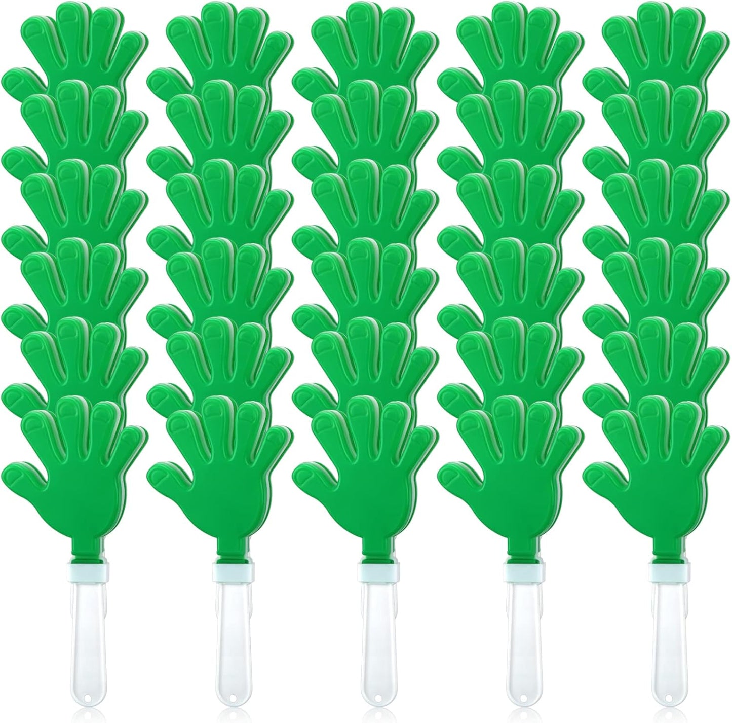 50 Pcs 7.5 Inch Green/White Hand Clapper Plastic Noise Makers for Sporting Events St. Patrick's Party Hand Clappers Noisemakers for St. Patrick's Day Party Favors Birthday Sports Game Celebration