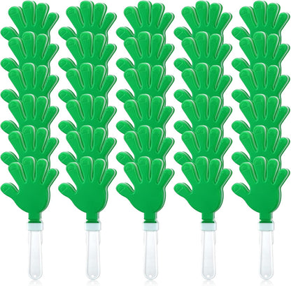 50 Pcs 7.5 Inch Green/White Hand Clapper Plastic Noise Makers for Sporting Events St. Patrick's Party Hand Clappers Noisemakers for St. Patrick's Day Party Favors Birthday Sports Game Celebration