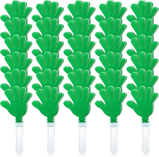 50 Pcs 7.5 Inch Green/White Hand Clapper Plastic Noise Makers for Sporting Events St. Patrick's Party Hand Clappers Noisemakers for St. Patrick's Day Party Favors Birthday Sports Game Celebration