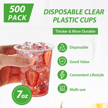 Lilymicky 500 Pack 9 oz Clear Plastic Cups, Disposable Drinking Cups, Plastic Party Cups for Birthday Parties, Picnics, Ceremonies, and Any Events