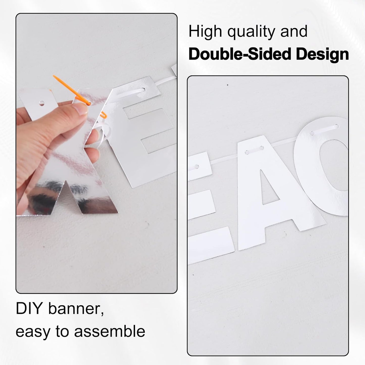 BEISHIDA 116 PCS A-Z DIY Letter Banner Kit Make Your Own Banner Including 111 Letters and Numbers 3 Rope and 2 Threading Device,Customized for Birthday Graduation Wedding Decor Black