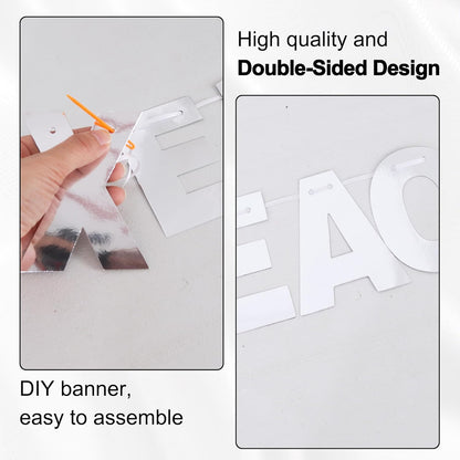 BEISHIDA 116 PCS A-Z DIY Letter Banner Kit Make Your Own Banner Including 111 Letters and Numbers 3 Rope and 2 Threading Device,Customized for Birthday Graduation Wedding Decor Black