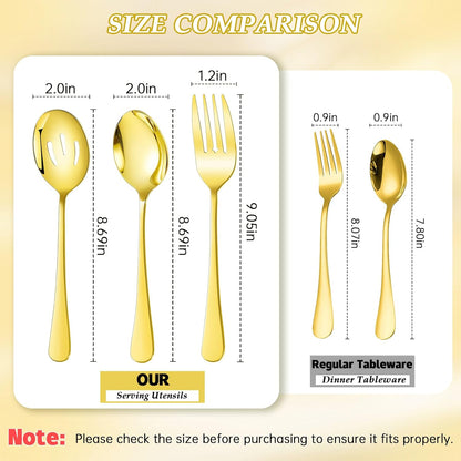 Mwellewm 18Pcs Serving Utensils, Serving Spoons for Buffet, Serving Tongs for Food, Slotted Spoons, Stainless Steel Banquet Cutlery Set for Parties Weeding Birthday Entertaining Catering(Silver)