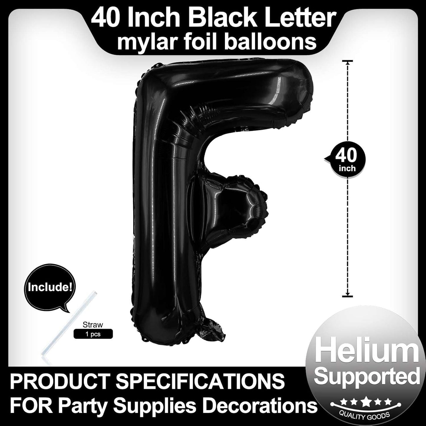 40 Inch Black Letter A Balloons, DIY Phrase Foil Alphabet Letter A Balloons DIY Word A Banner for Birthday Anniversary Celebration Graduation Party Supplies Decoration