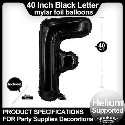 40 Inch Black Letter A Balloons, DIY Phrase Foil Alphabet Letter A Balloons DIY Word A Banner for Birthday Anniversary Celebration Graduation Party Supplies Decoration