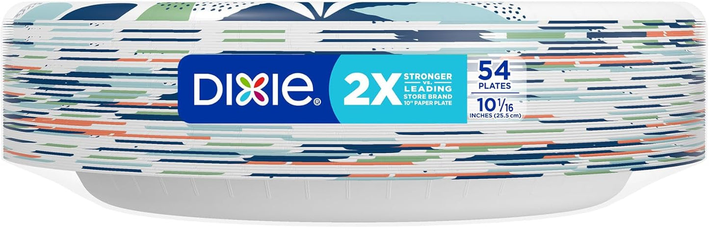 Dixie Large Paper Plates, 10 Inch, 150 Count, 2X Stronger*, Microwave-Safe, Soak-Proof, Cut Resistant, Disposable Plates For Everyday Breakfast, Lunch, & Dinner Meals
