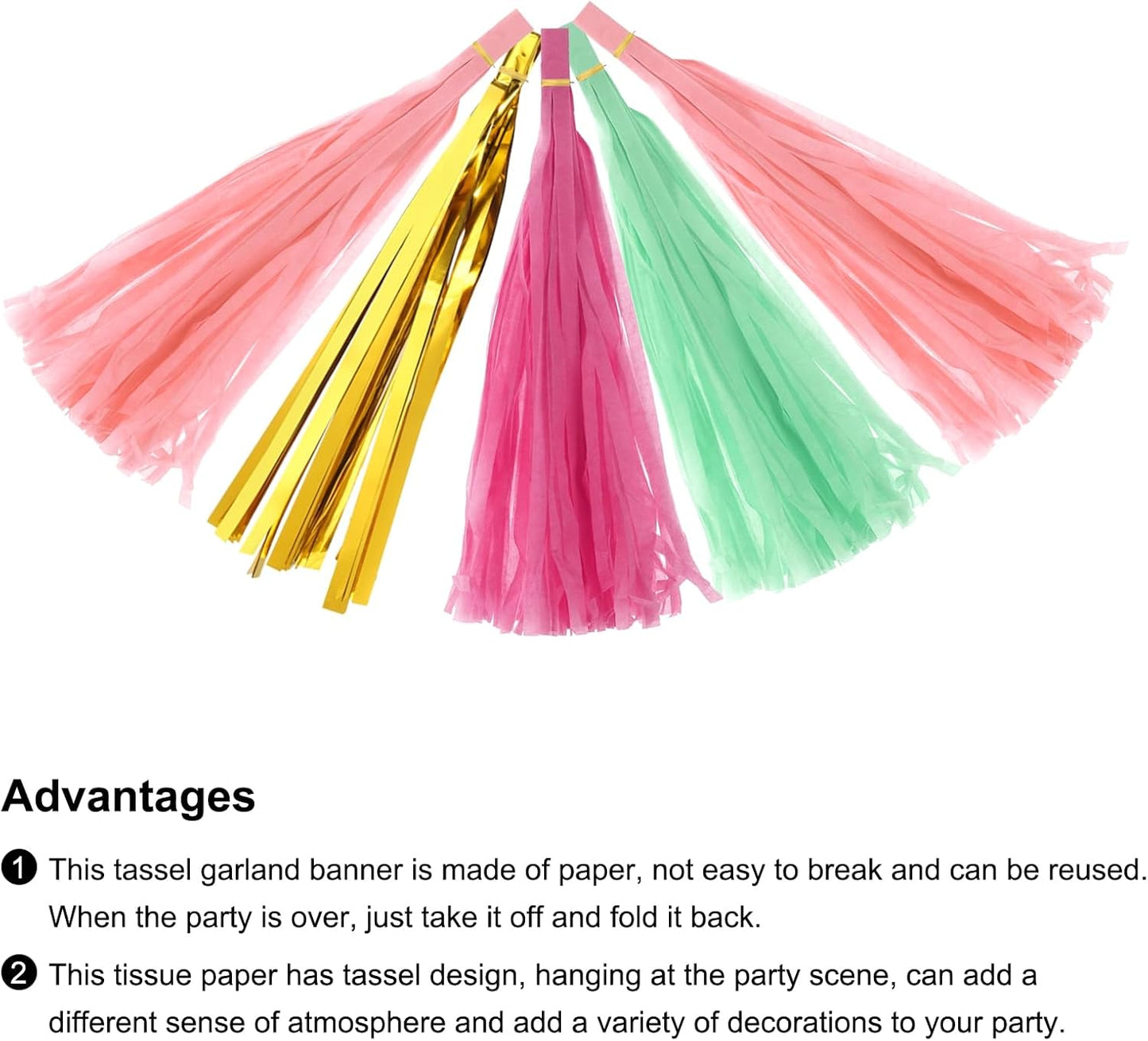 MECCANIXITY 20Pcs Light Blue Tassel Garland Banner with Rope Tissue Paper Tassels Party DIY Kits for Anniversary Wedding Birthday Party