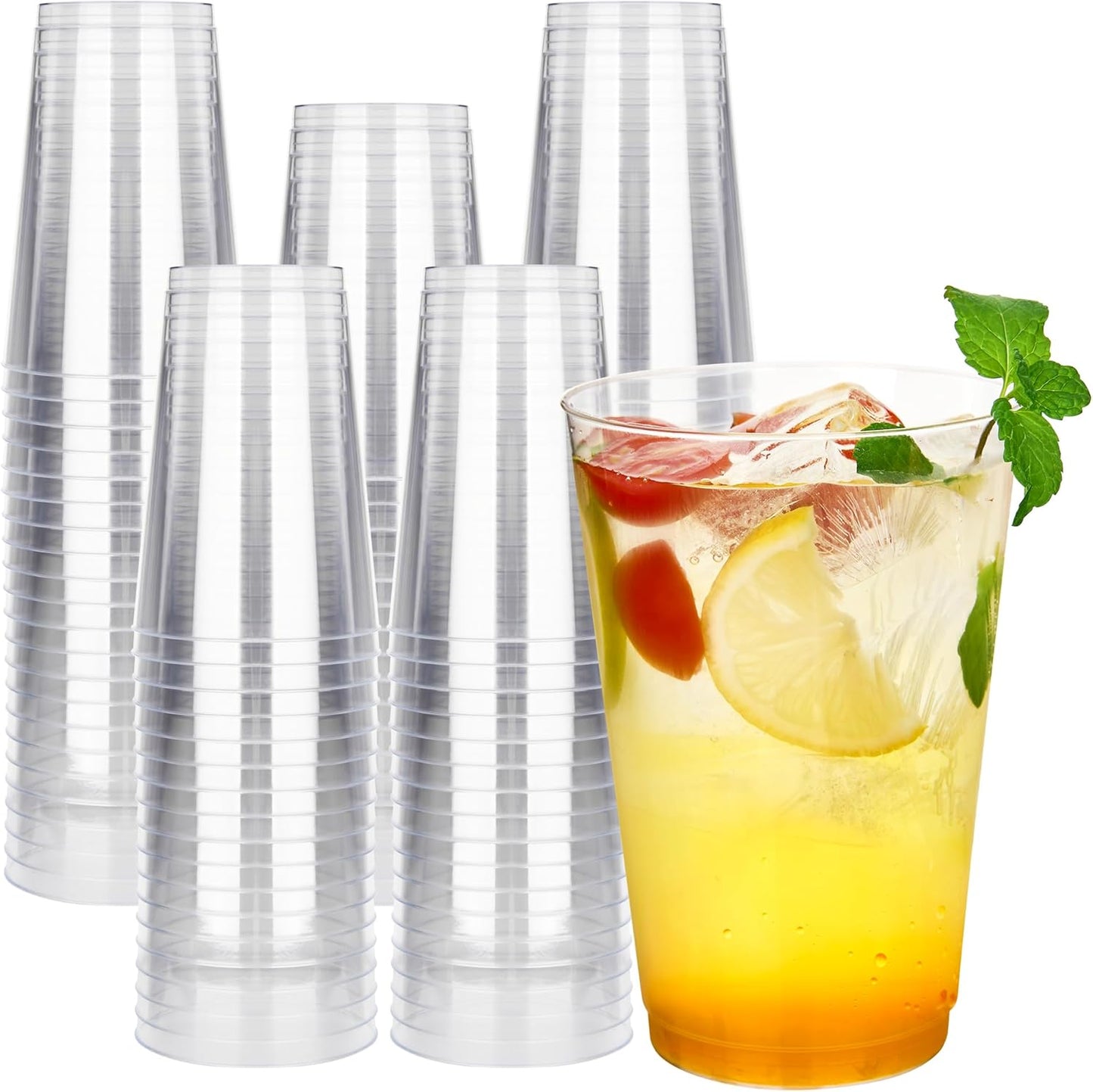 RACETOP 200 Pack 9 oz Clear Plastic Cups for Party, Disposable Clear Cup, Disposable Cups, Wine Glasses Cups, Plastic Cocktail Glasses