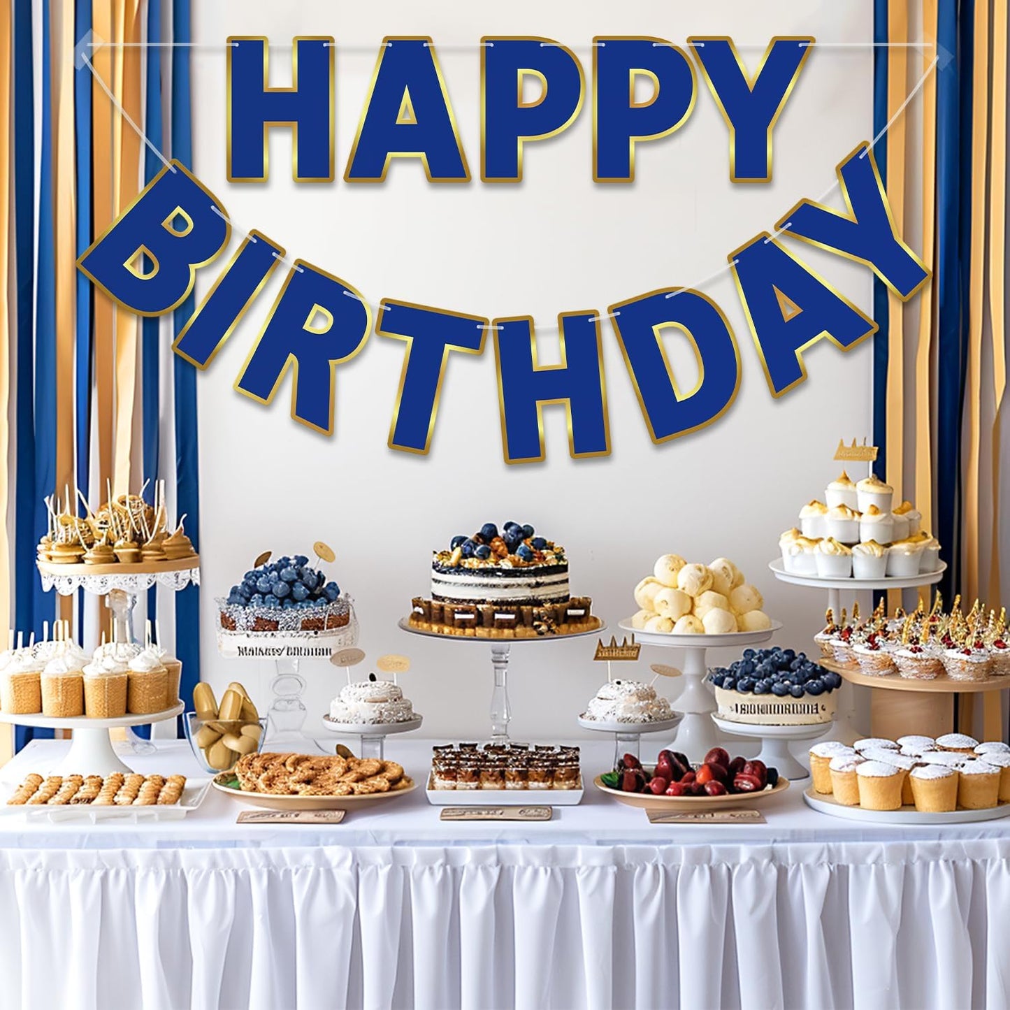 Happy Birthday Banner - 9ft Pre-Strung Happy Birthday Sign for Women, Men, Girls, Boys - No DIY Birthday Decorations & Party Supplies(Macaron)