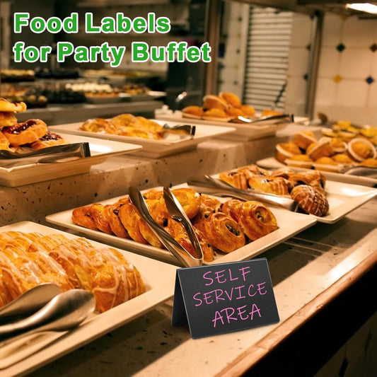 20Pcs Food Labels for Party Buffet, 4"x3" Mini Chalkboard Signs for Food Display with 5 Markers, Reusable Food Signs for Buffet, Food Tag Name Card for Wedding, Birthday, Bakery & Catering Display