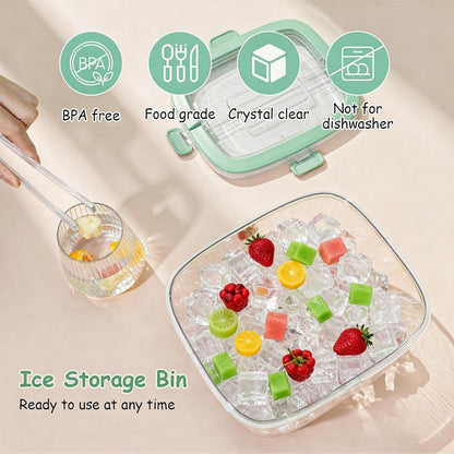 5L Ice Cube Storage Bin with Lid and Tong, Clear Ice Bucket for Freezer Portable Plastic Refrigerator Containers Wine Ices Bucket with Handle for Whiskey Cocktail Bar Parties Outdoor Camping
