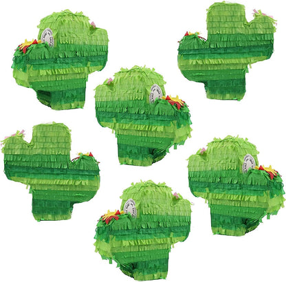 GIFTEXPRESS 6-Pack 6" Mini Cactus Pinatas, Pinatas for Cinco De Mayo, Fiestas, Taco, Llama Birthday, Carnival, Classroom & Table Centerpiece Party Favor and Decoration
