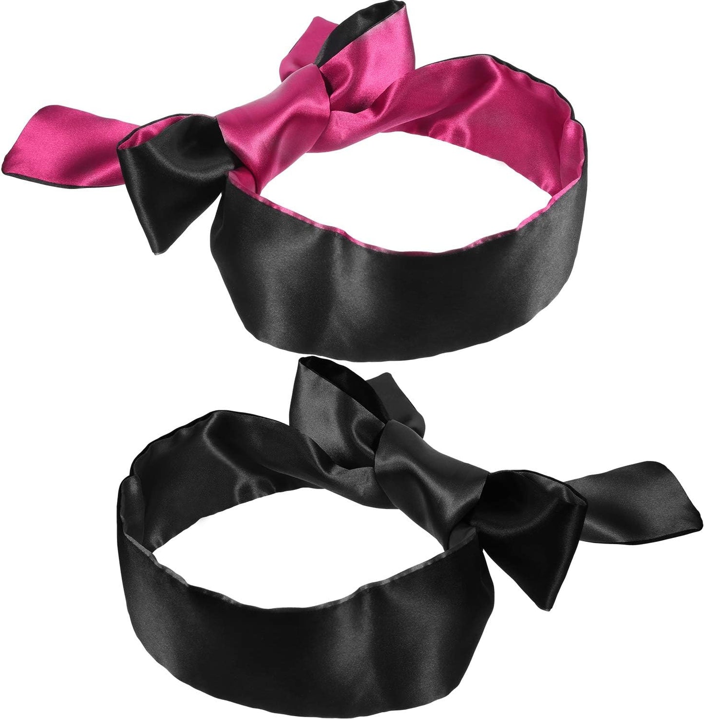 Hestya 2 Pack Sleeping Mask Satin Eye Mask (Black Red) Blindfold, 150 cm