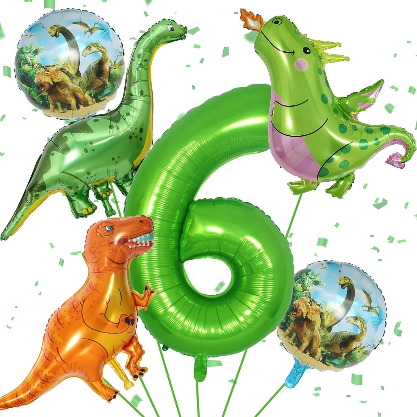 Dinosaur 5th Birthday Decorations, Dinosaur Birthday Party Decorations with Giant Inflatable Dinosaur Balloons 40 Inch Helium Foil Mylar Number 5 Balloons for Dinosaur Theme Birthday Party Decorations