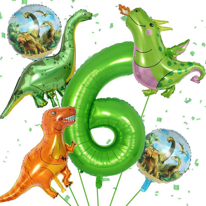 Dinosaur 5th Birthday Decorations, Dinosaur Birthday Party Decorations with Giant Inflatable Dinosaur Balloons 40 Inch Helium Foil Mylar Number 5 Balloons for Dinosaur Theme Birthday Party Decorations